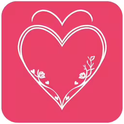 a white heart with flowers and a branch is seen in this square image,the symbol of a heart with flowers inside