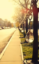 the back of a lamp is attached to a chain