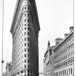the flat topped skyscraper stands in front of other buildings