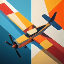 the red white blue and yellow plane has an engine
