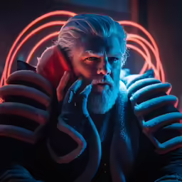 an image of an older man holding a knife