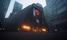 a large building that has lit up for a show