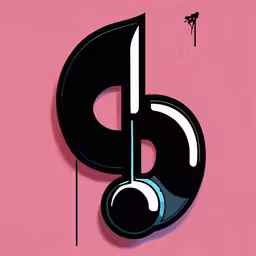 a musical note with a black bass logo,an artistic design for the letter b
