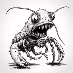 an illustration of a creature with sharp fangs