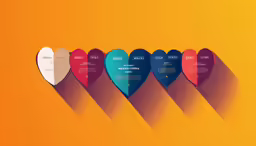 a group of hearts on top of a yellow wall