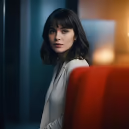 woman sitting by candle looking into the distance