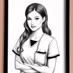 an attractive woman with her arms folded and a medical uniform on