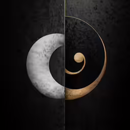 the golden and black moon are next to each other