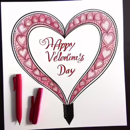 valentines day heart card next to a red marker,a card with a valentine