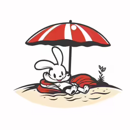 an image of rabbit under an umbrella
