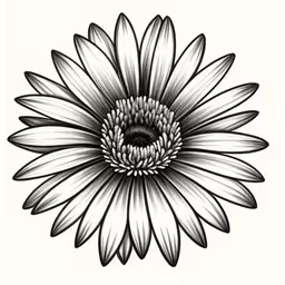 an illustration of a large daisy flower,a large flower with large petals is drawn by hand