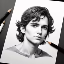the realistic pencil drawing of an attractive woman