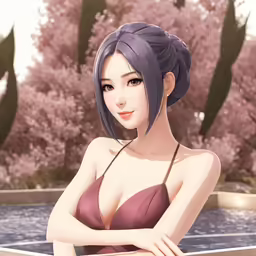 the sexy girl in a bathing suit is standing