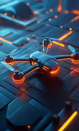 the small aircraft is flying on a blue surface