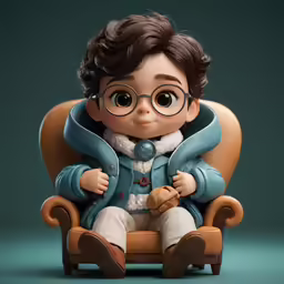 there is a figurine sitting on a small chair