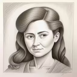 a drawing of a woman with long hair,an artist