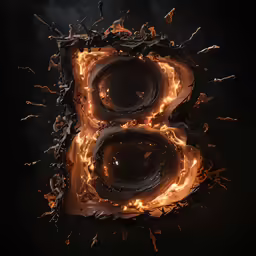 a letter b made up of a lot of fire and water