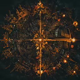an aerial view of an illuminated christmas display