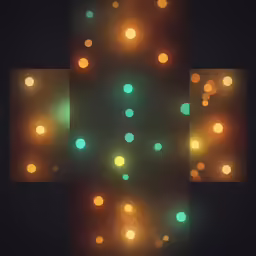 multicolored lights are on the surface of a square
