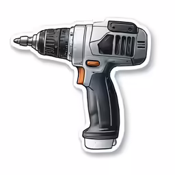 a drill sticker with an orange accent
