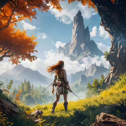 an image of a woman walking through the forest