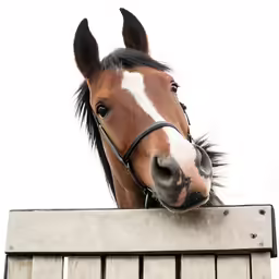 the horse looks over the fence, and shows his affection