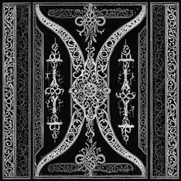 black and white art nouveau pattern in a square format,an ornate letter that is black and white