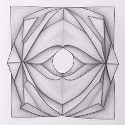 a drawing with lines inside of it on top of a table,a drawing with a circular on it