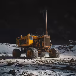 a large truck in the middle of the snow