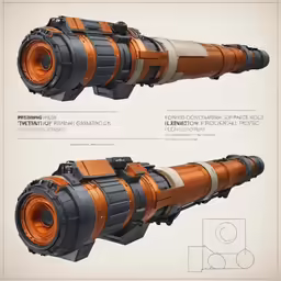 a rendering of the new telescopes with orange and black accents