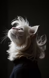 a cat looking up with his head tilted in the air