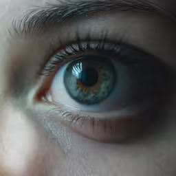 a person with eyeliner blue and looking at the camera