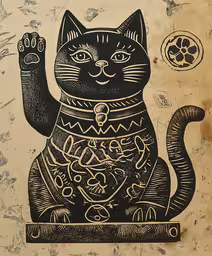 a picture of a cat with an ornate design on it