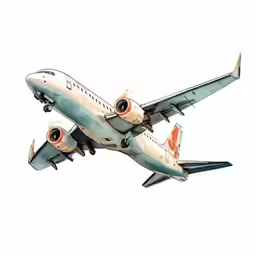 the illustration depicts an airplane flying in the air