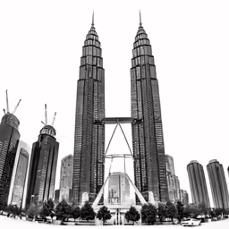a group of tall buildings stand together