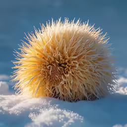 a very cute fluffy, fuzzy looking plant in the snow