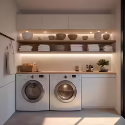 a washer that is in the middle of a room