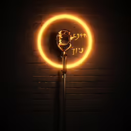 a lamp shines bright from behind and above, which reads keep off