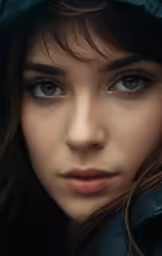 a close up photo of a person with blue eyes