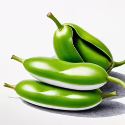 three green peppers stacked on top of each other