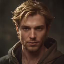 the bearded young man poses for a portrait