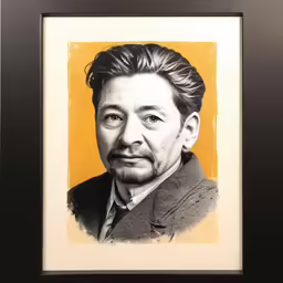 a black and white drawing of an old man