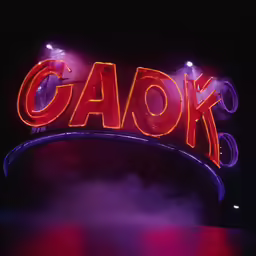 a large neon sign with a circus name lit up