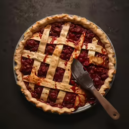 a pie that is sitting on a table