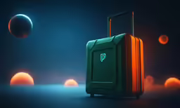 an orange suitcase with the tagless handle on top