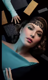 a woman wearing a head band with some type of makeup on her face