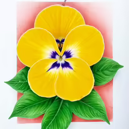 an iris flower sits on a red and white background