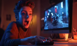 a woman looks frightened while using a computer