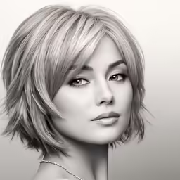 a woman with short blond hair and a necklace