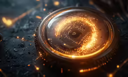 a lit up circular object in the water
